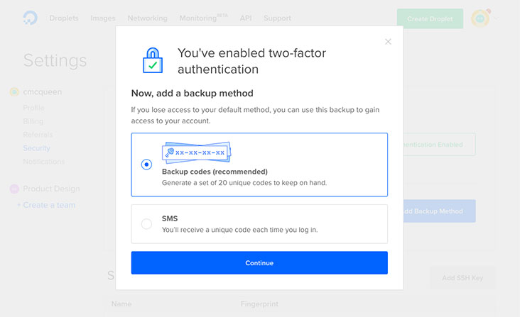 DigitalOcean's Security 2 Factors