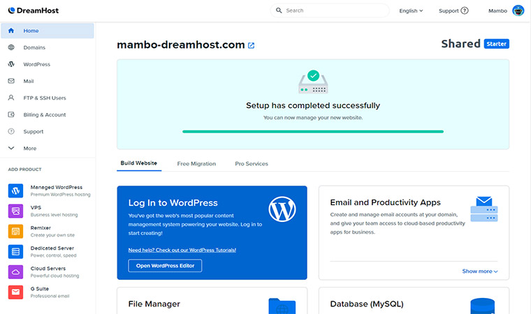DreamHost Control Panel