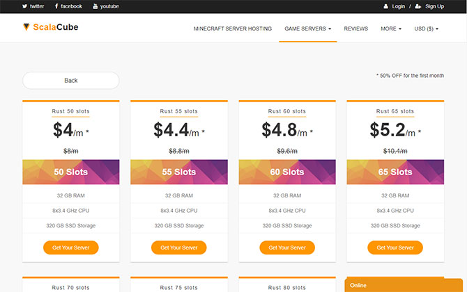 Scalacube Rust Hosting Plans