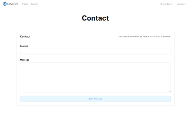 Server.pro Contact Page