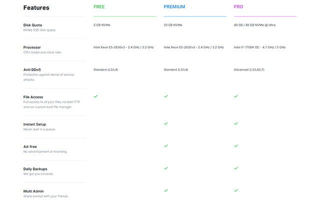Server.pro Hosting Features