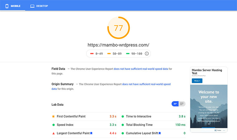 WordPress Google Speed Test July